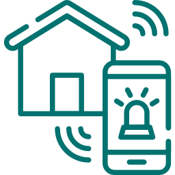 Alarmas Icono de casa inteligente con alarma móvil